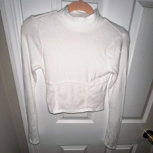 White Ribbed Crop Top